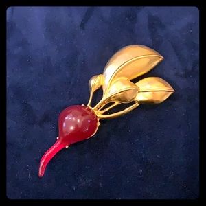 Ultra rare Karl Lagerfeld vintage radish brooch